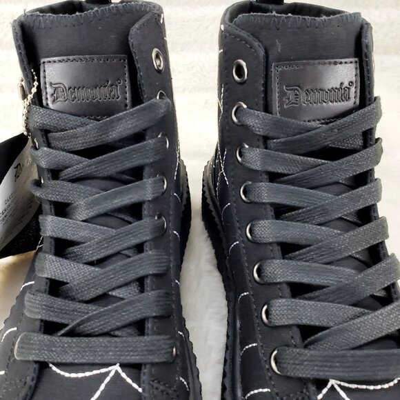 Sneeker Stitched Spider Web Hi-Top Creeper Sneaker Goth Punk Men's DEMONIA - Picture 10 of 10